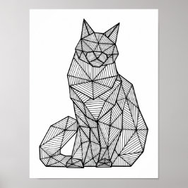 Póster Gato Sentado Geométrico, Frente