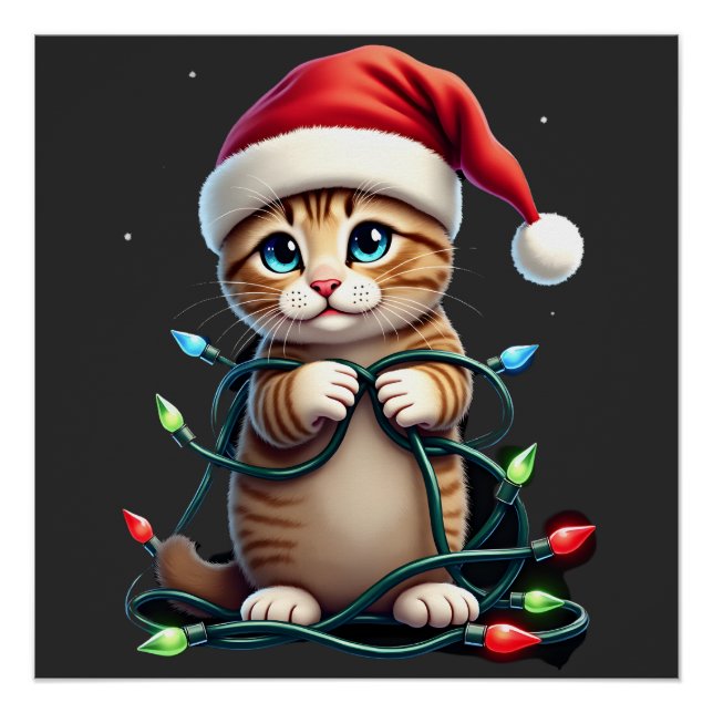 Póster Gato Siamês de Natal com Decote em V (3) (Frente)