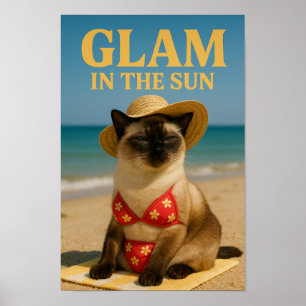 Poster Gato siamês é glamouroso ao sol
