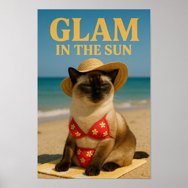 Poster Gato siamês é glamouroso ao sol (Frente)