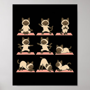 Poster Gato Siames Fazendo Yoga Vegano Kawaii Zen 