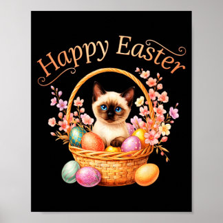 Poster Gato Siames Feliz Páscoa Gato Siames Fofo Mamãe