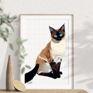 Poster Gato Siamês, Gato De Parede Elétrica De Olhos Azui