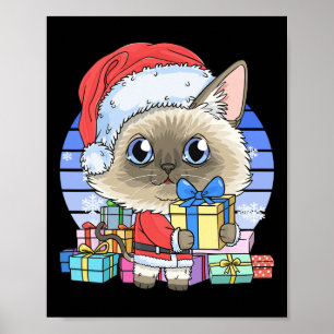 Poster Gato Siamês Gato Santa Claus Natal Kitten Natal