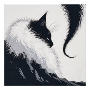 Póster Gato Silencioso Minimalista