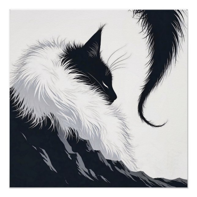 Póster Gato Silencioso Minimalista (Frente)