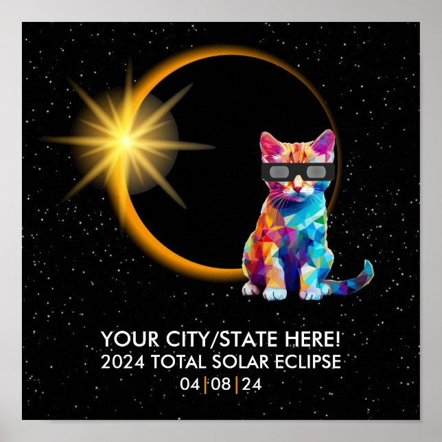 Poster Gato Sólido Eclipse Souvenir Engraçado Personaliza (Frente)