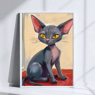 Poster Gato Sphynx   Aquarela de Animal de Estimação sem 