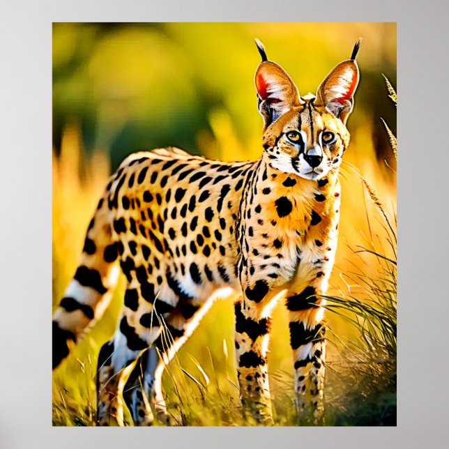 Poster Gato Spotado de Savannah Serval Africano (Frente)