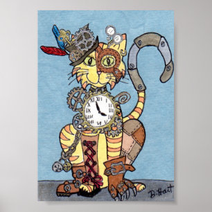 Poster Gato Steampunk