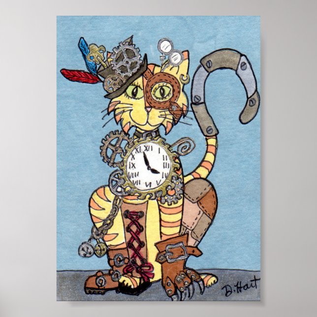 Poster Gato Steampunk (Frente)