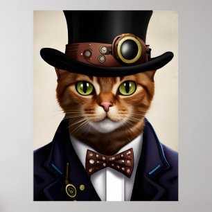 Poster Gato Steampunk