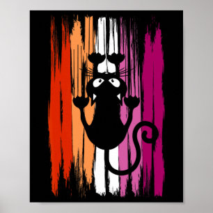 Poster Gato Subindo com Arranhões e Orgulho Lésbico Colo
