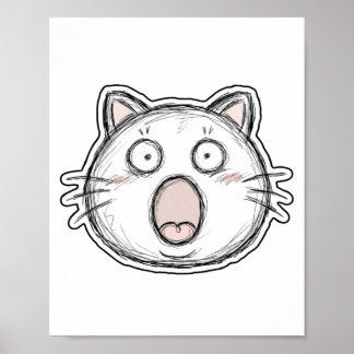 Poster Gato Surpreso com Boca Aberta