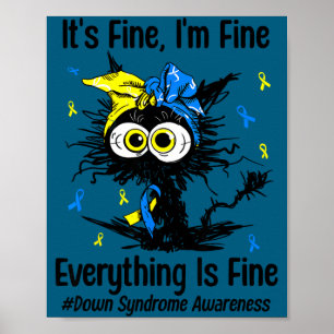Poster Gato t21 de conscientização da síndrome de down mo