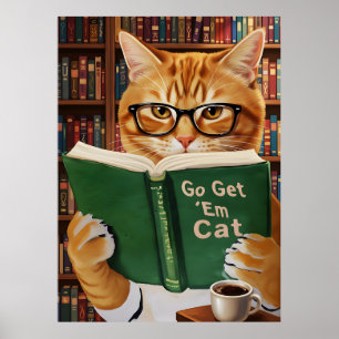 Poster Gato Tabby Café Arte de Gato Adorável e Divertido