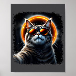 Poster Gato Tirando Selfie Com Eclipse Solar 2025 Engraça