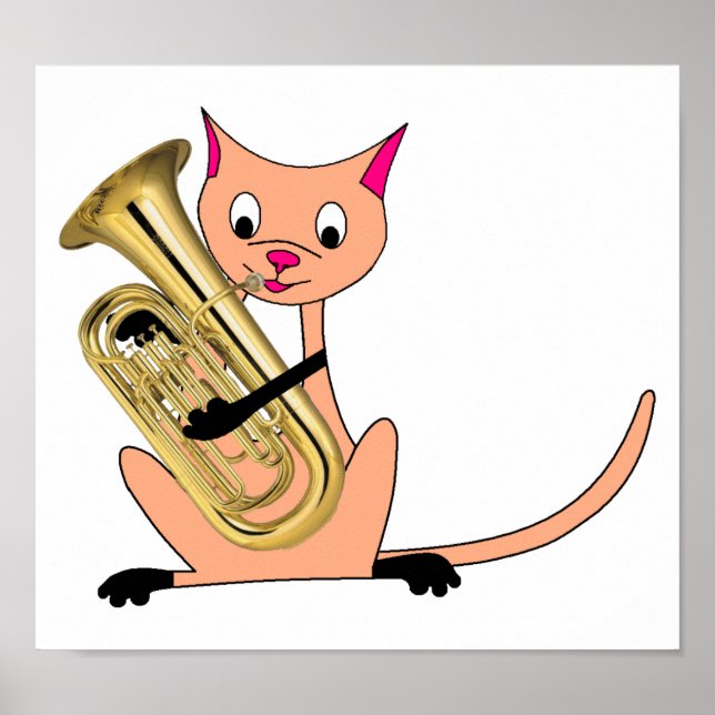 Póster Gato tocando Eufonio (Frente)