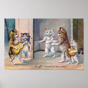 Poster Gato Tocando Guitarra, Louis Wain