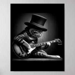 Poster Gato Tocando Guitarra - Música de Rock Engraçada G