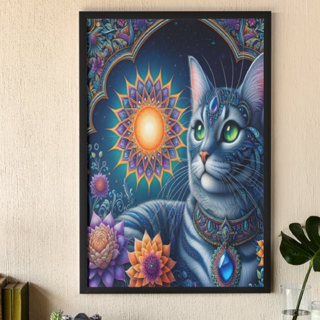 Poster Gato tomando posse de um céu estrelado à meia-noit (Criador carregado)