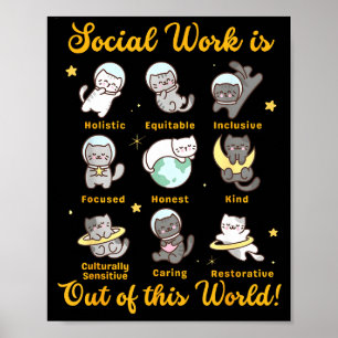 Poster Gato trabalhador social ditado engraçado gatos mem