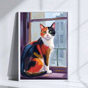 Poster Gato Tricolor   Arte de Animal de Estimação em Aqu