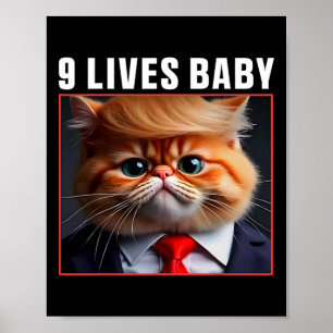 Poster Gato Trump 9 Vidas Por Divertido Voto Para Gatos T