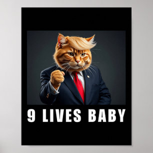 Poster Gato Trump 9 Vidas Por Trump 2024 Vitória Vencedor