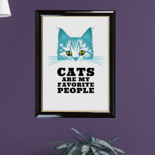 Poster Gato Turquesa Sarcástico Moderno e Divertido com T