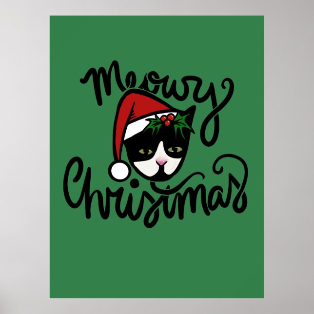 Poster Gato Tuxedo de Natal (Frente)