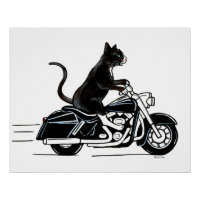 Gato Tuxedo Negro Andando De Moto