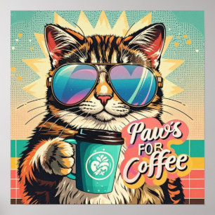 Poster Gato usando óculos de sol superdimensionados com c