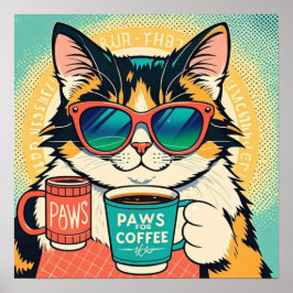 Poster Gato usando óculos de sol superdimensionados, segu