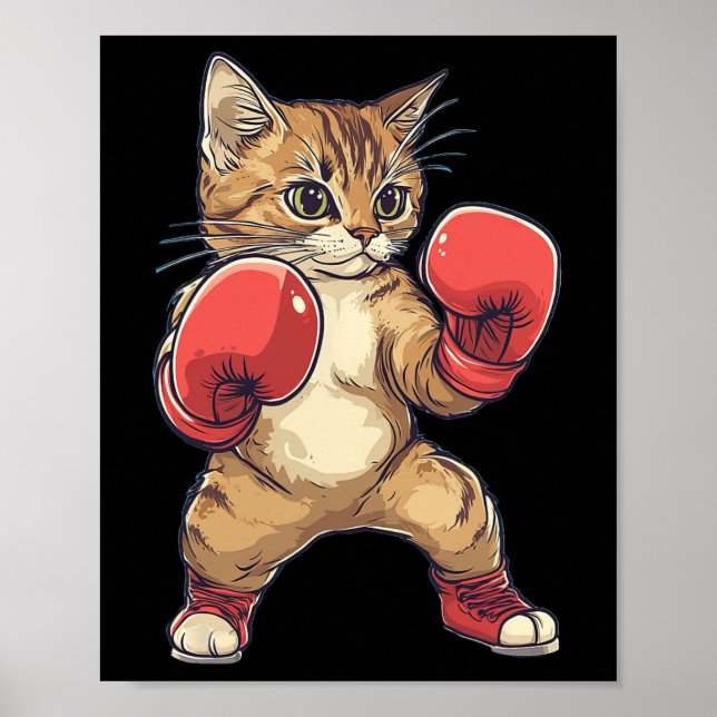 Poster Gato Vestido Como Um Boxer Engraçado Homens Boxand (Frente)