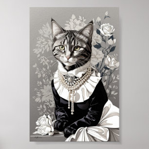 Poster Gato vitoriano vestido de preto