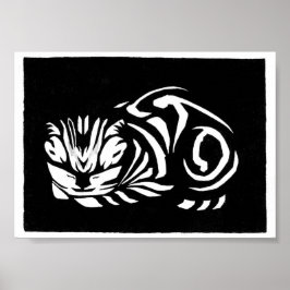 Poster Gato xilogravura de Julie de Graag
