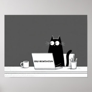 Poster Gato Zero Motivação – Desenho Animado Divertido de