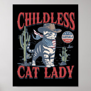 Poster Gatona De Gato Sem Fios De Cowboy Para A Eleição D