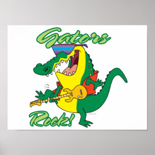 Póster gators rock n roll alligator cartoon