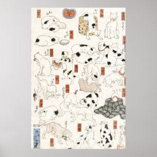 Poster Gatos (1847-1850) Utagawa Kuniyoshi.