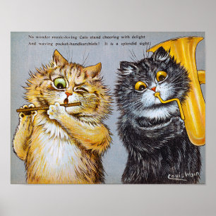 Poster Gatos Adorantes de Música, Louis Wain