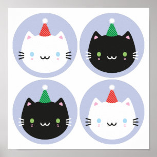 Poster Gatos bonitos em chapéus de festa