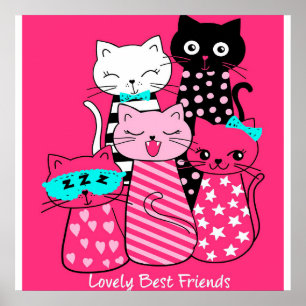 Poster Gatos Bonitos Melhores Amigos Dando Gato De Gatinh