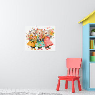Poster Gatos Cantores Segurando Ramalhetes