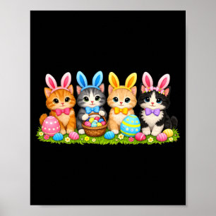 Poster Gatos Coelhinhos de Páscoa Fofos Ovos Pastéis Gati