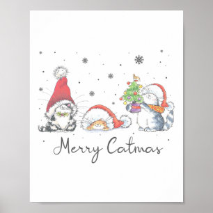 Poster Gatos Com Chapéu De Papai Noel Gato Amante Do Nata