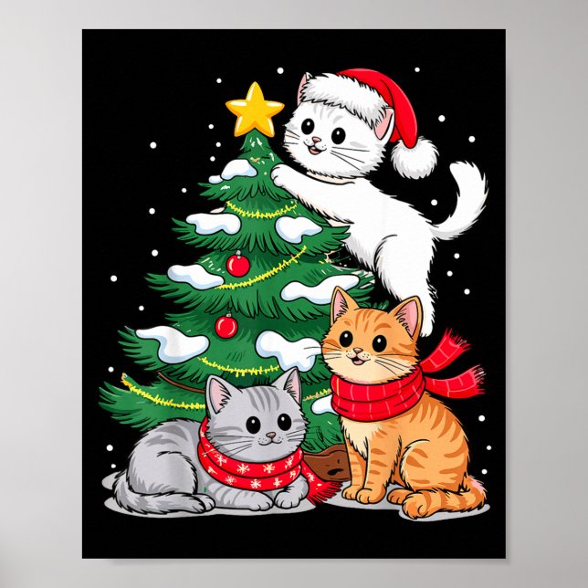 Poster Gatos da Árvore de Natal Xmas  (Frente)