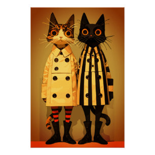 Póster Gatos da Moda – Casacos e Botas Excêntricas para G