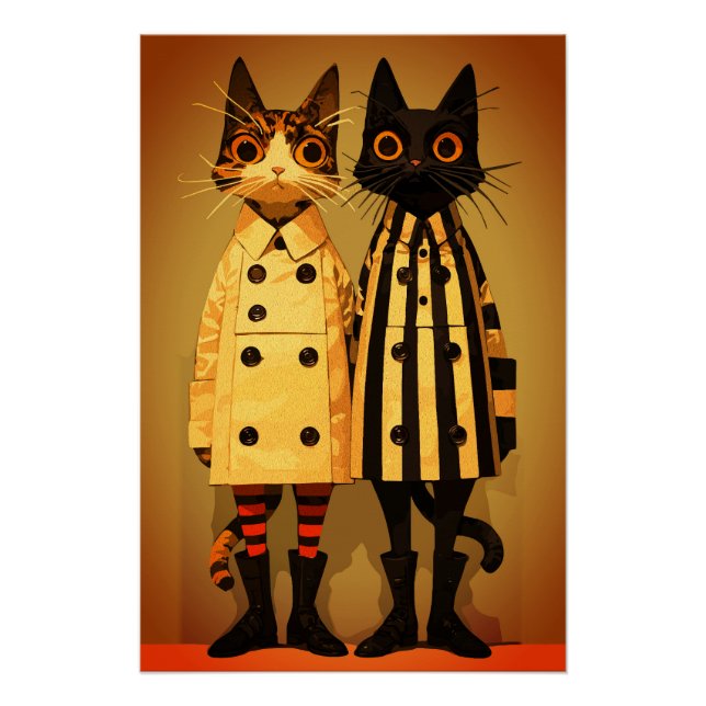 Póster Gatos da Moda – Casacos e Botas Excêntricas para G (Frente)